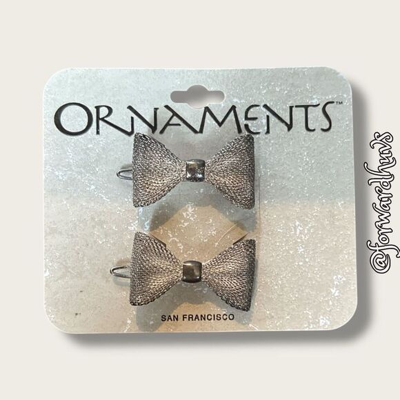 Vintage Silver-Tone Mesh Metal Hair Barrettes – \